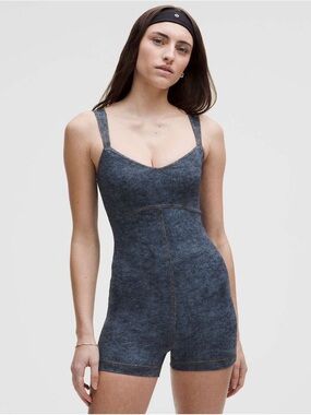 Lululemon Everlux Denim-Print Onesie 3" *Set of the Month